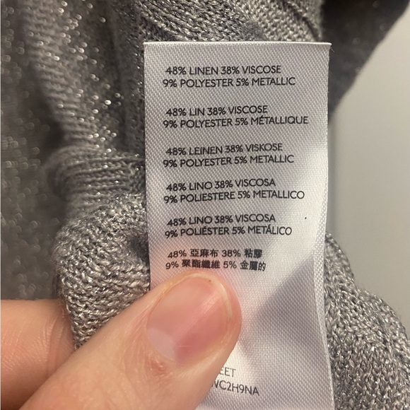 Anthropologie Silver “Alicia” Linen Blend Metallic Shimmer Top Size Medium - Picture 5 of 6